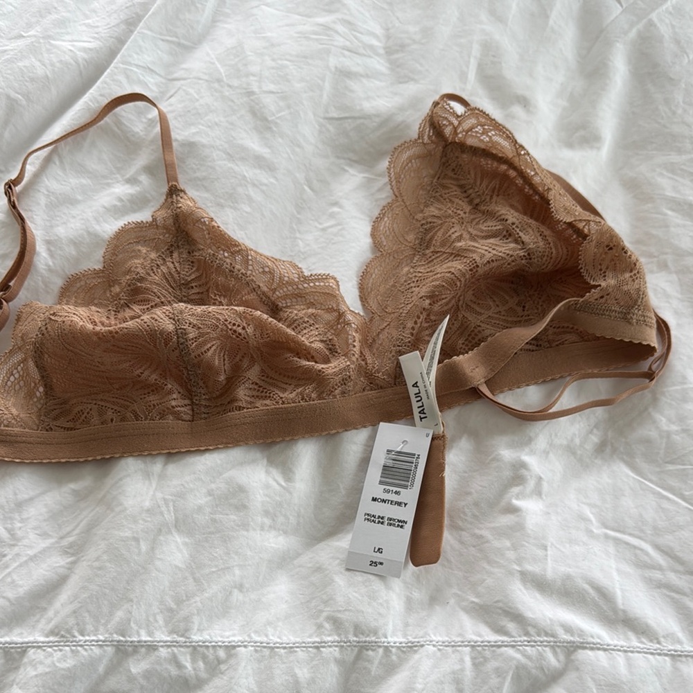 Aritzia Tan Lace Bralette Wireless Intimates